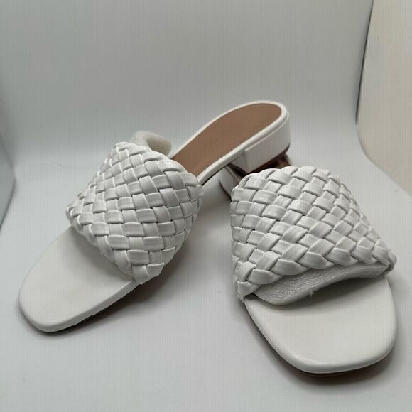 CUSHIONAIRE Women's woven low block heel sandal +Memory Foam 8.5 WHITE - Picture 7 of 7